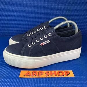 🔴 SUPERGA 2790 PLATFORM Women`s Size 9.5 Navy Blue White Walking Shoes S0001L0